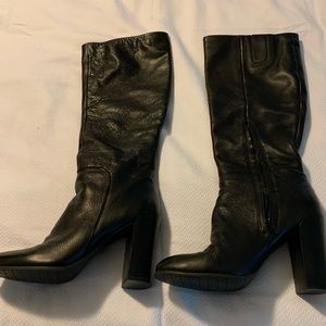 Leather high black boots